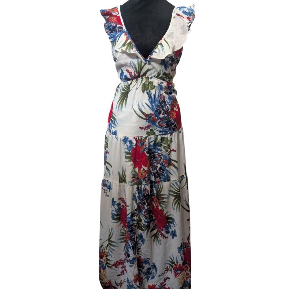 Coquette Romantic Cottage Whimsical Floral Maxi Dress Off White 2XL